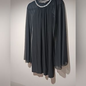Final $8 "R&M Richards Sequin Neckline Dress With Sheer Cape Sz. 6 Black
